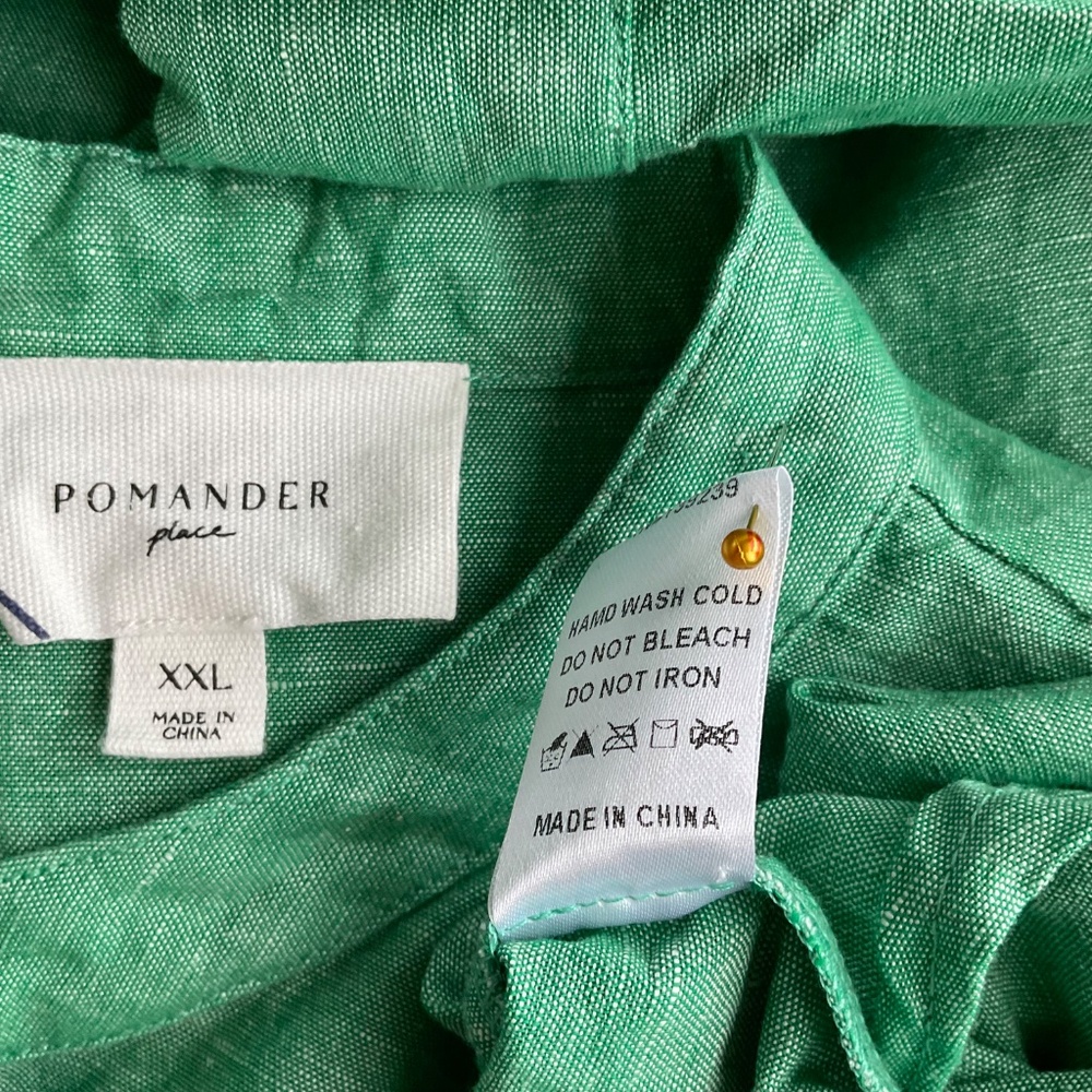 Pomander Place Linen Dress Maxi Long Sleeve Green Tuckernuck (XXL) - Picture 7 of 9